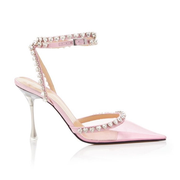 🆕 Mach & Mach Audrey Crystal Hearts Pink PVC Pumps - Picture 10 of 16